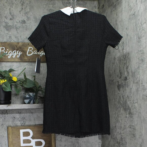City Studios Juniors Short-Sleeve Boucle Shirt Dress Black / Ivory 5/6 - Picture 2 of 8